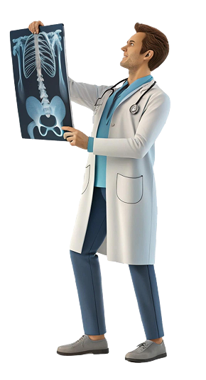 Radiologist holding X-ray film